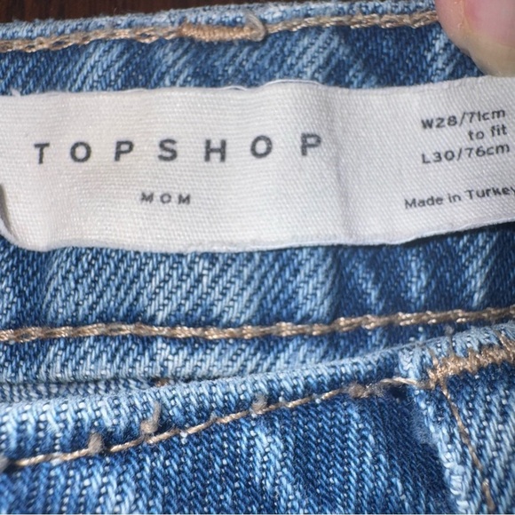 Topshop Distressed Mom Ankle Jeans Medium Wash Denim Size 28 - Picture 4 of 8